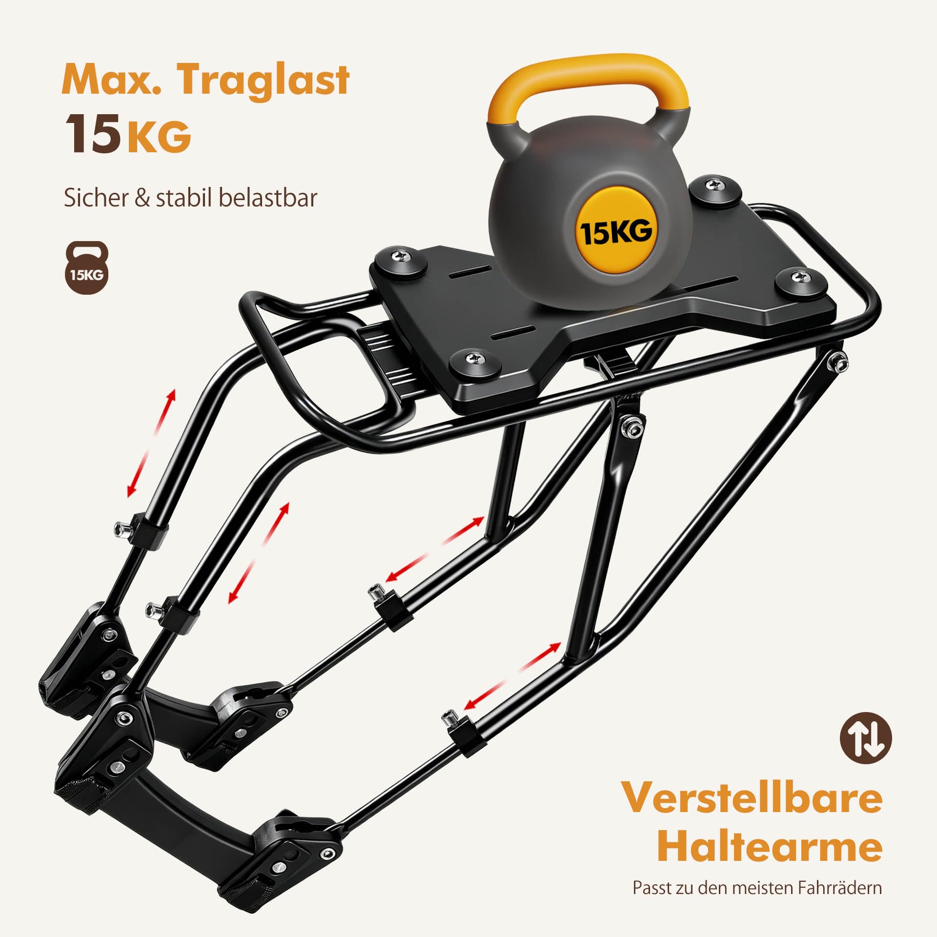 Mimoke Fahrrad Gepäckträger mit Schnellspanner Gepäckträgerplatte Gepäckträger geeignet für die meisten Fahrräder, verstellbar, schnelle Montage, Fahrradkorbträger