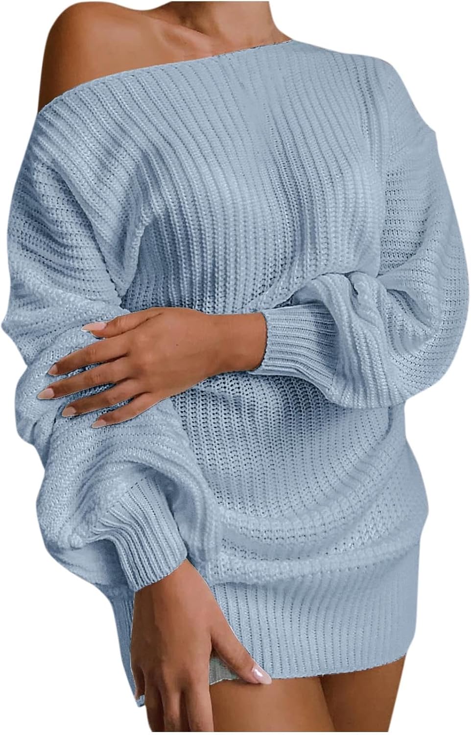 Women Off Shoulder Knit Dress,Crew Neck Elegant Wedding Dresses