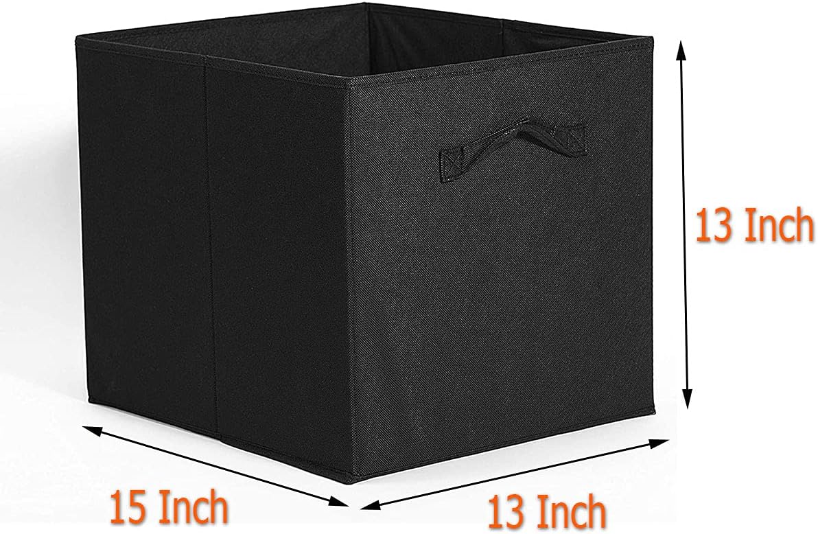 BBQ Future Foldable Cube Storage Bin Collapsible Box Cloth Basket Bins Black Organizer - Great for Nursery, Playroom, Closet, Home Organization (4 PCS, 13x15x13)