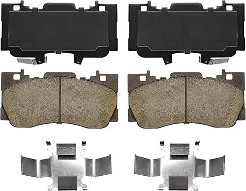 Miniatura 6 de Detroit Axle - Pastillas de freno para Ford Mustang 2015-2021, pastillas de freno de cerámica delanteras y traseras con repuesto de hardware 2016