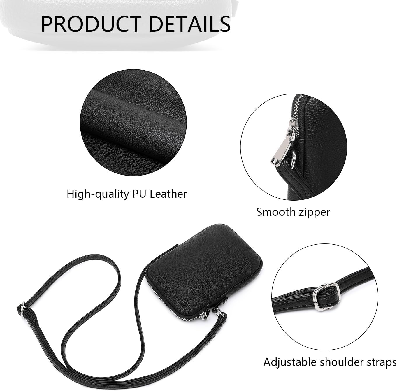 Small Crossbody Purse Zipper Cell Phone Bag Mini Shoulder Purse Wallet Smart Phone Wallet with Credit Card Solts | Small, Zipper, Mini, Wallet, Credit Card Slots - Image 6