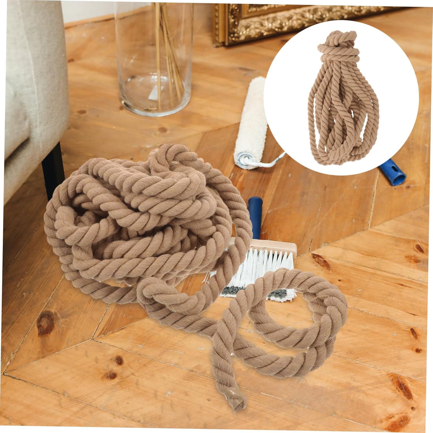 Nautical Hemp Rope for Crafts – Tough Garden Handrail Rope 50ft Sturdy and Weather Resistant for Outdoor Use for Fencing and DIY Projects