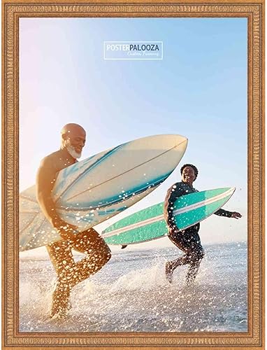 Miniatura 4 de Poster Palooza Marco de fotos de madera tradicional dorado antiguo de 10 x 18 pulgadas con plexiglás acrílico UV, respaldo de tablero de espuma