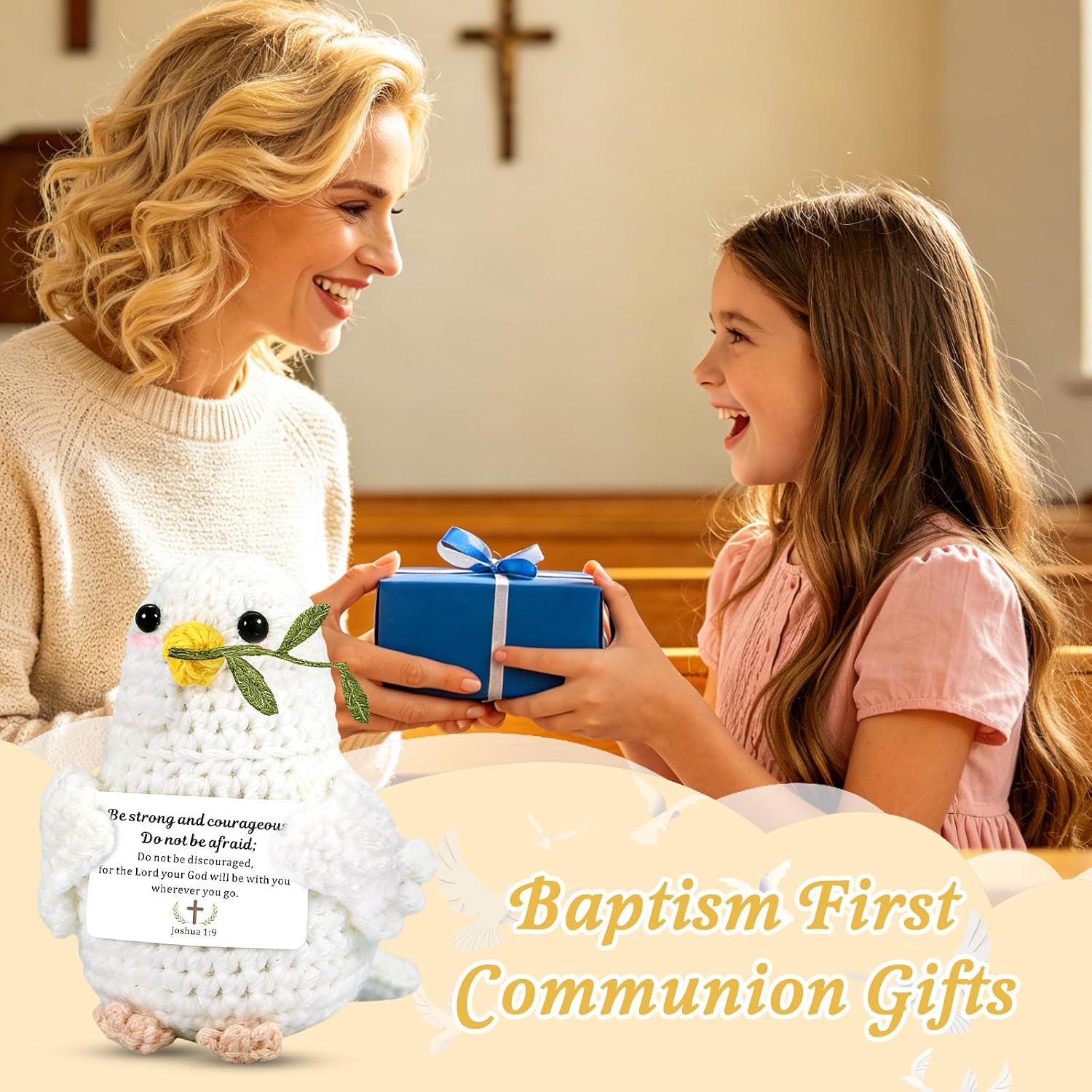 Baptism Gifts for Adult Women Christian Positive Dove Crochet for Birthday