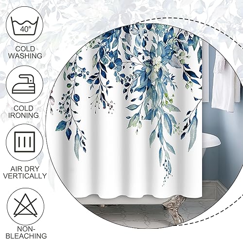 Miniatura 5 de Baocicco Cortina de ducha de eucalipto azul con hojas botánicas de acuarela para baño, hogar, bañeras, cortina de ducha de tela impermeable con