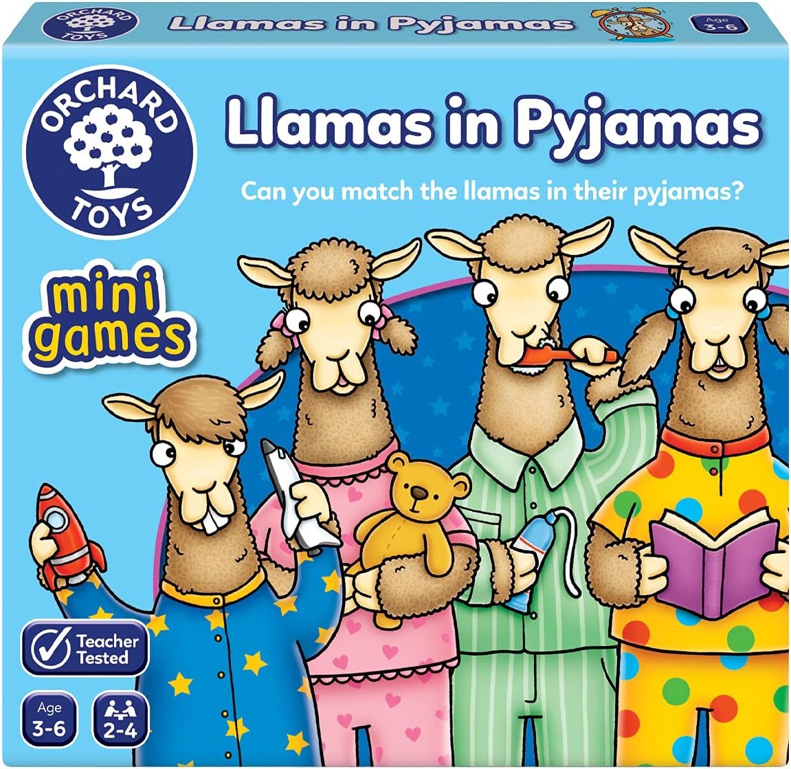 Orchard Toys Llamas in Pyjamas Mini Game, Small and Compact, Travel Game, Educational Game, Holiday Game, Perfect For Toddlers, Kids Age 3-6