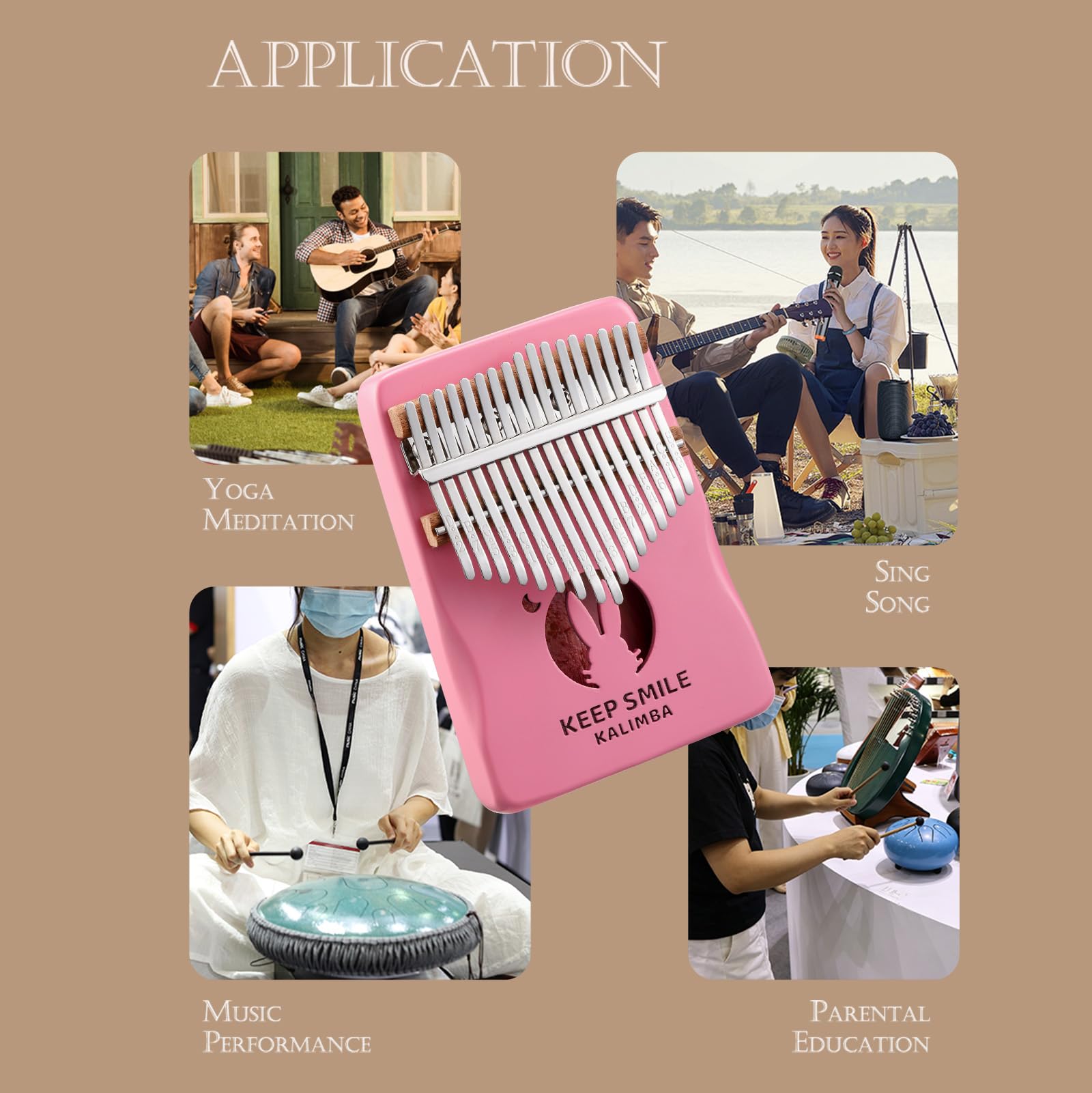 Kalimba Piano à pouce professionnel portable en acajou Mbira avec marteau d'accordage, sac de transport, instructions, cadeau idéal pour anniversaire, vacances, mariage, instruments de musique pour