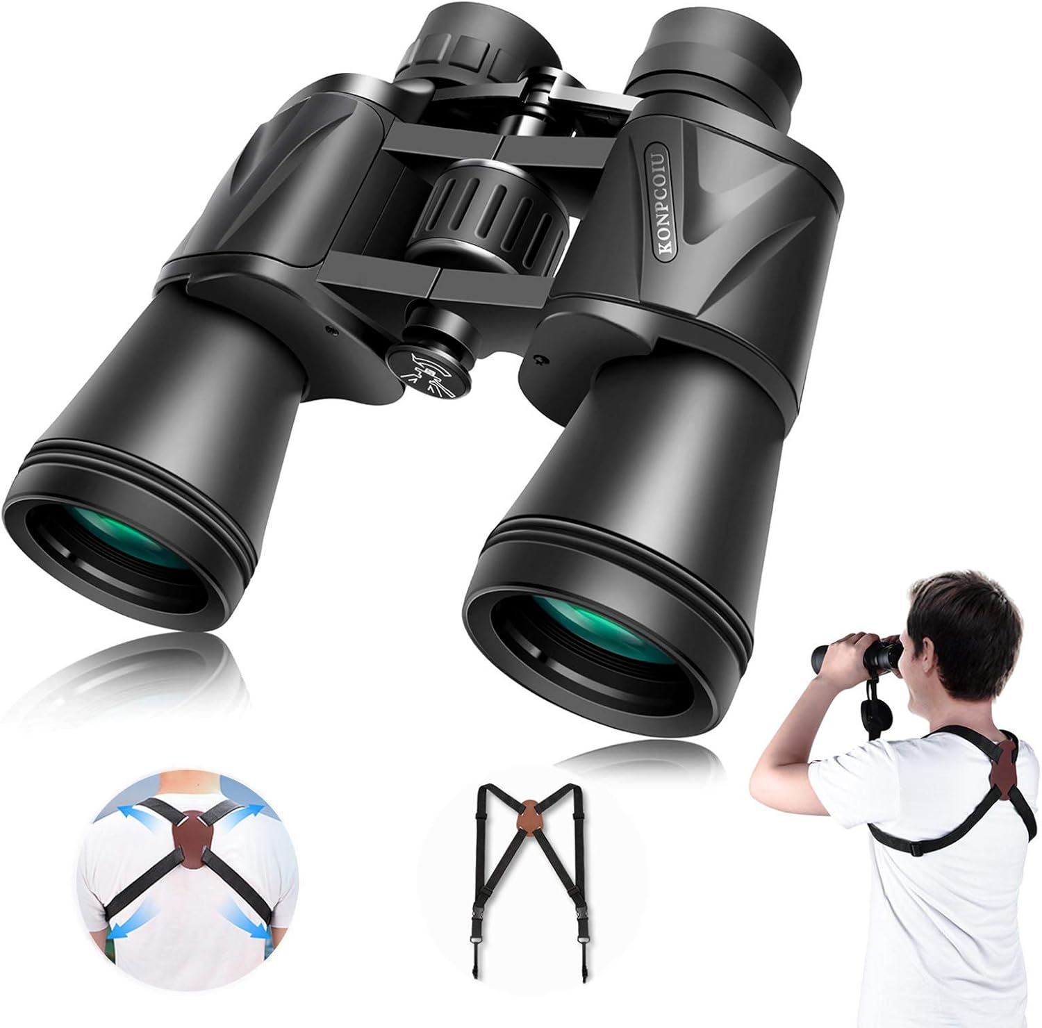 16 x 50 Powerful Binoculars for Adults, HD Professional Portable and Waterproof Compact Binoculars, Equipped with a Binocular Harness Strap, Suitable for Bird Watching/Hunting/Travel/Viewing Wildlife : Electronics