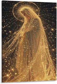 AAHARYA Holy Virgin Mary Posters Religious Wall Art Modern Home Living Room Decor Bedroom Decor Canvas Painting Wall Art Poster for Bedroom Living Room Decor 20x30inch50x75cm Frame-style
