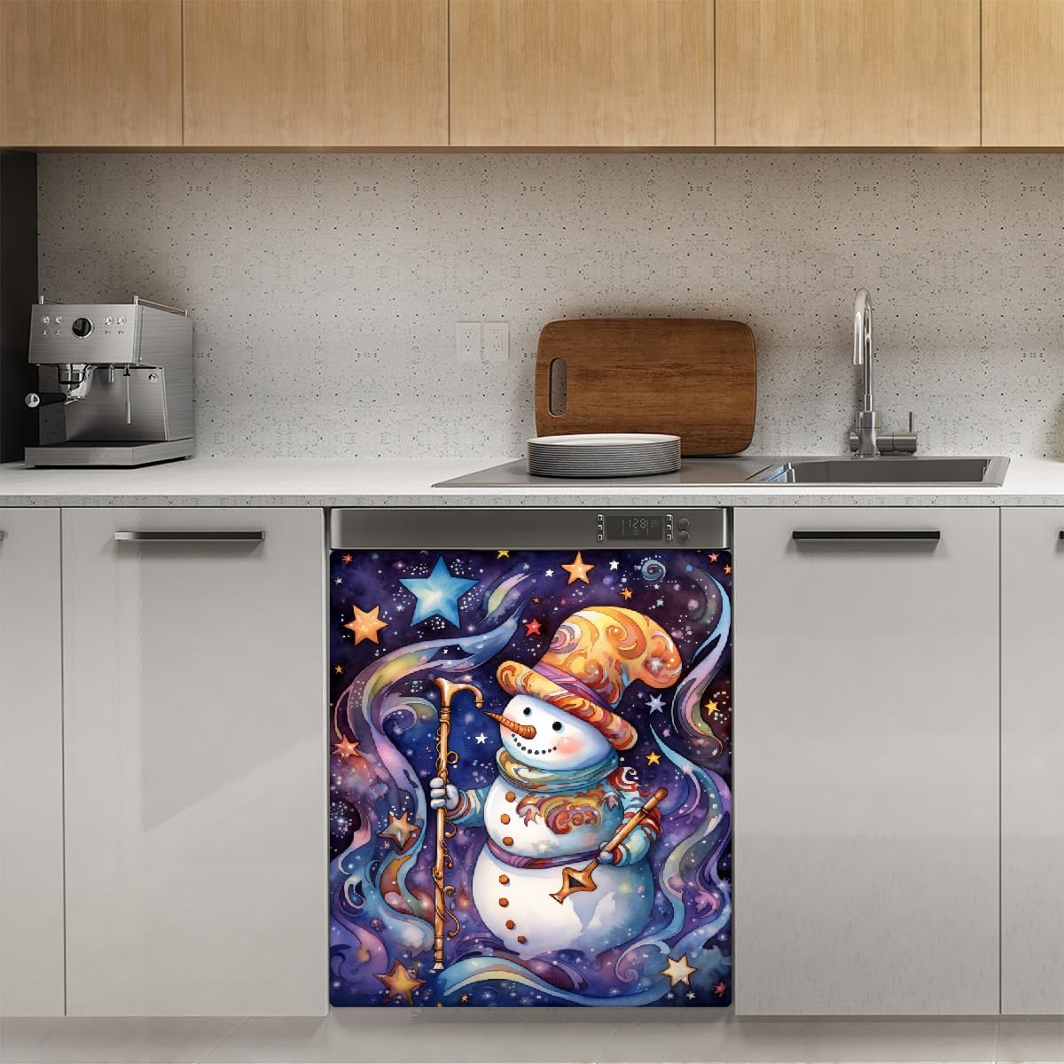 Dishwasher Covers for The Front Magnetic, Christmas Snowman Kitchen Magnetic Dishwasher Cover Panel, Refrigerator Magnets Decoration for Holiday Home Decor 21x26 Inch