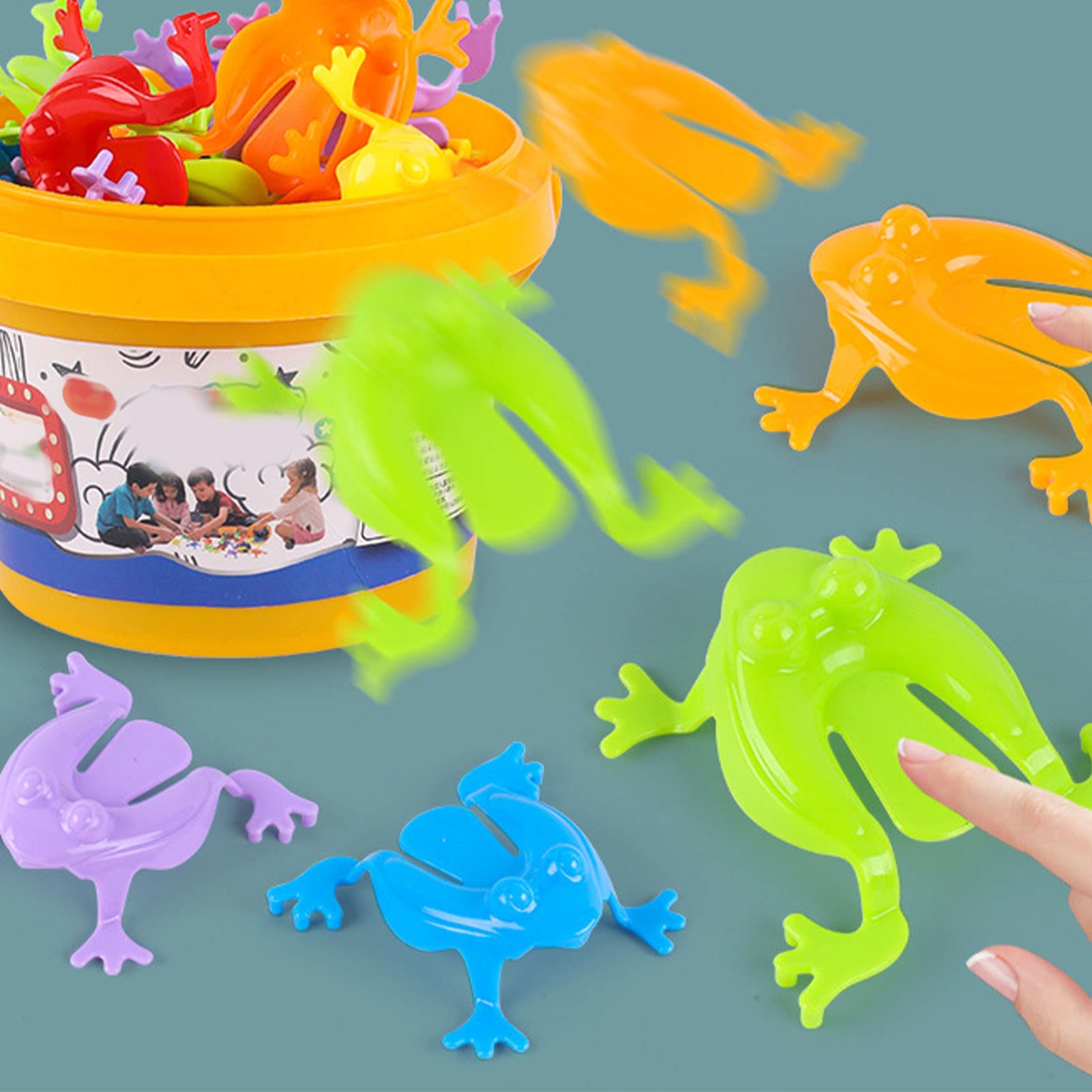Jouet Grenouilles Sauteuses - Lot De 12 Avec Seau - Presse à Doigts, éducation Précoce - Pour Enfants, Fêtes
