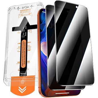 Pack of 2 Tempered Glass Privacy Screen Protectors for iPhone 17 Pro Max [Car Installation] Anti-Spy Full Screen Privacy Screen Protector Free from Scratches 9H Hardness Tempered Glass