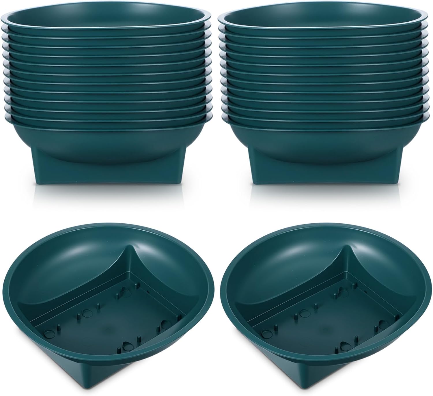 24 Pcs Green Floral Bowls for Flower Arrangements, Large 6.3 Inch Round Centerpieces Supplies for DIY Wedding, Festival and Party Decor