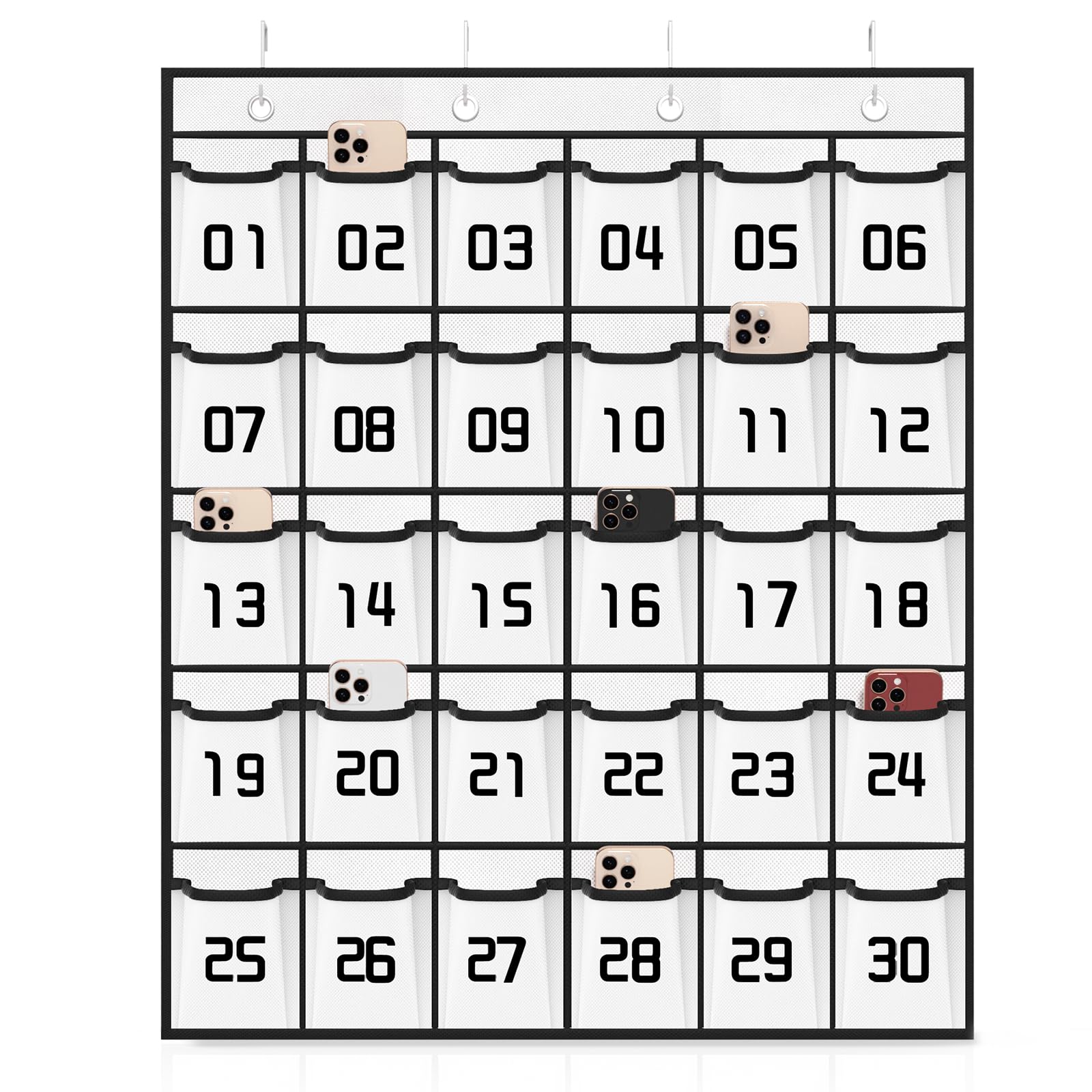 Loghot Classroom Accessories Closet Pocket Chart for Cell Phones Holder Wall Door Hanging Organizer (30 Pockets White)