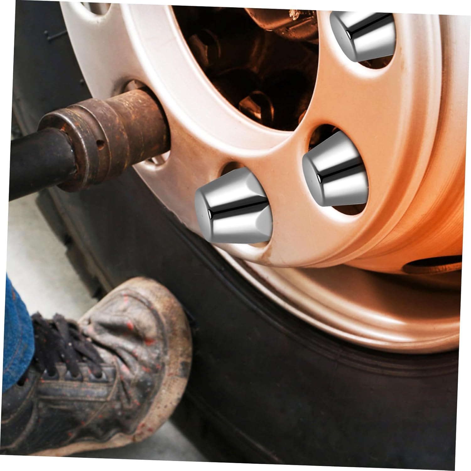 DECHOUS 20pcs Semi Truck Lug Nut Covers Chrome Trailer Lug Nuts Cap Easy Install Protector for Cars Hub Removal Tool