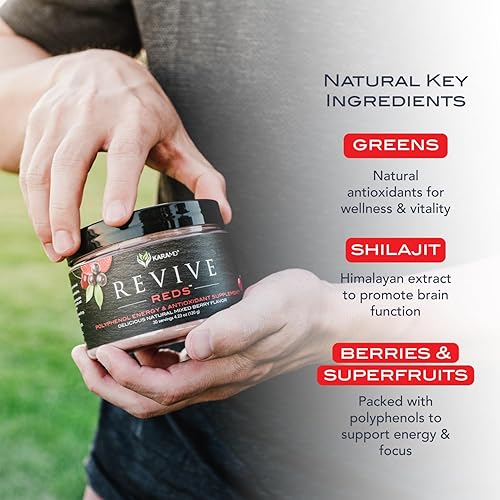 Miniatura 4 de KaraMD Revive Reds - Delicioso suplemento potenciador de energía de polifenoles, apto para veganos, sin gluten y sin OMG, superalimento en polvo,