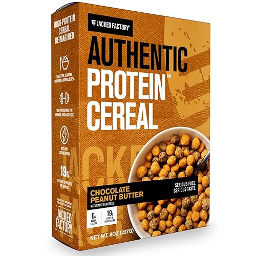 Auténtico cereales de chocolate con alto contenido en proteínas sabor a mantequilla de maní 0.67oz de proteína, bajo en azúcar, cereales sin gluten