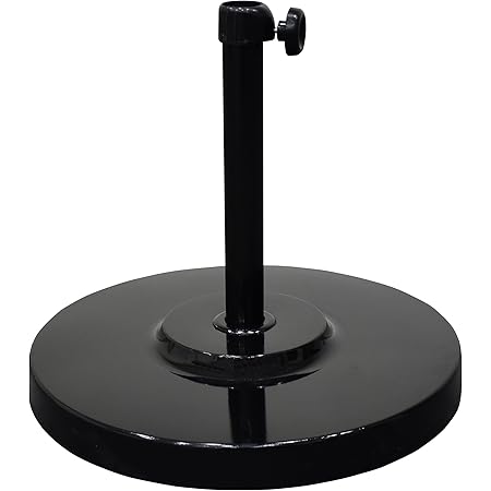 California Umbrella 50 lbs. Round Concrete Weighted Powdercoated Steel Umbrella Base, Black Frame