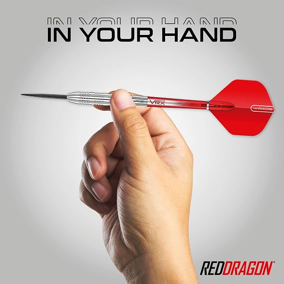 RED DRAGON Hell Fire Professional Darts Set - Tungsten Darts with Flights & Shafts - Available in Soft Tip 18g Barrel/20g Full Weight and Steel Tip 22g - 26g