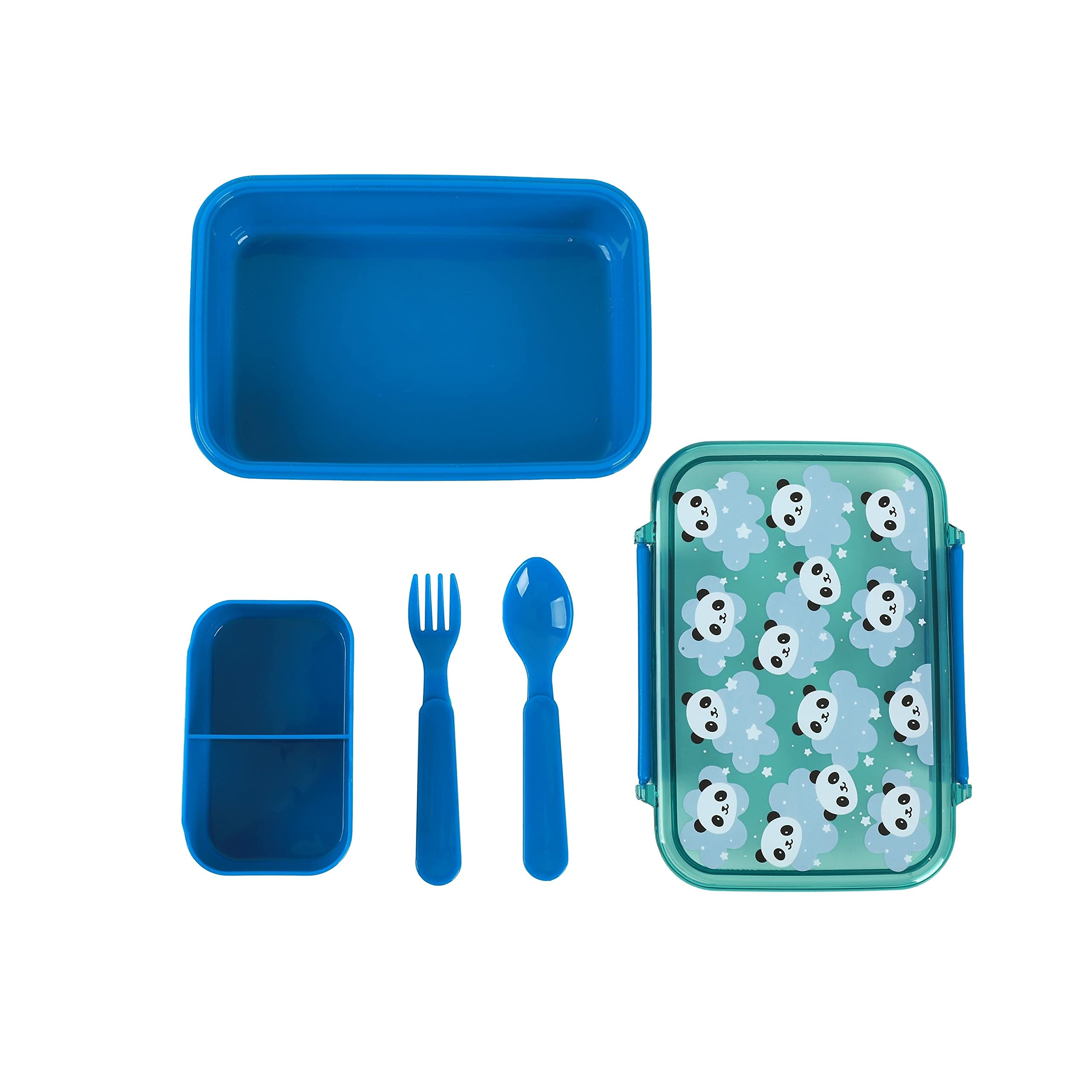 IDRINK - Lunch box with partition, fork and spoon 18.5 x 13.5 x 6 cm (DINO