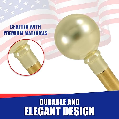 Vista 33 de Super Tough Kit de mástil de bandera para interiores de 8 pies – Águila de metal – Base de textura dorada – Mástil de aluminio con acabado de latón