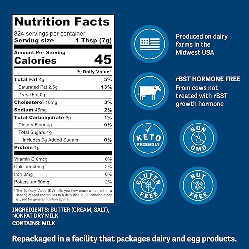 Miniatura 3 de Judee's - Mantequilla en polvo de 5 libras, sin OMG, apta para dieta cetogénica, sin hormonas, nueces ni gluten, ingrediente para hornear, fabricado