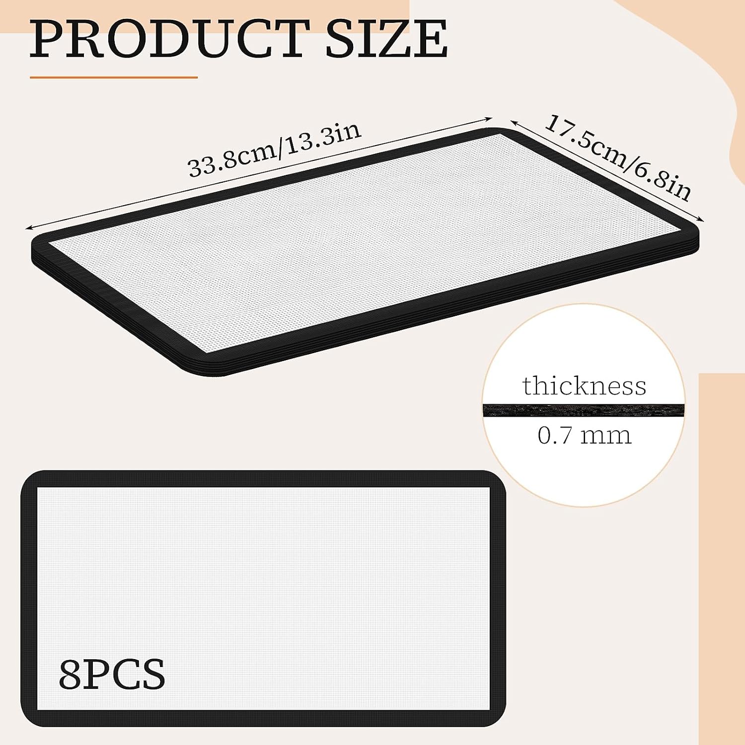 8 Pcs Silicone Baking Mats Compatible with Harvest Right Freeze Dryer Small