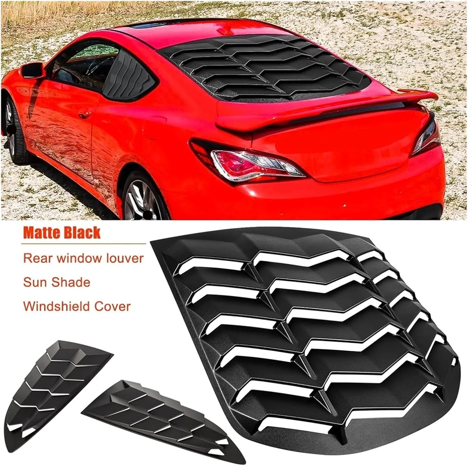 Rear & Side Window Louvers Compatible for Hyundai and Genesis Coupe 2010-2016 ABS Windshield Sun Shade Cover Lambo Styles 4 Seasons Exterior