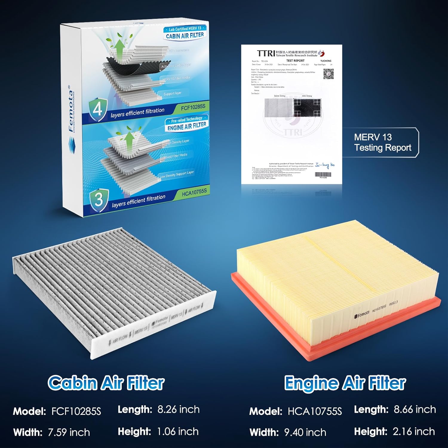 cabin & engine air filter kit, cf10285 & ca10755, lab certified merv 13, pre-oiled, 2pcs, specific for toyota avalon, camry, highlander, sienna, lexus es350, nx200t, nx300, rx350