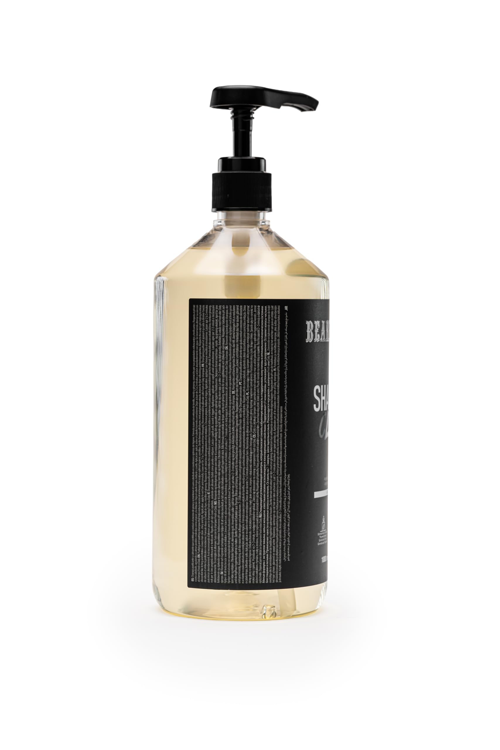 Champú Beardbury Clear para hombres: Control de grasa, alivio para cabello graso y cuero cabelludo con picazón, purificante, sin parabenos. Limpieza profunda y suave para uso diario. 1 L.