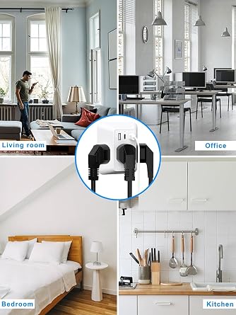 New Multi Plug Outlet,3 Outlet Extender 3 USB Ports (2 USB C), 1050J Power Strip Electrical Outlet Splitter Wall Plug Adapter Spacer for Home Travel Office(2 Pack)