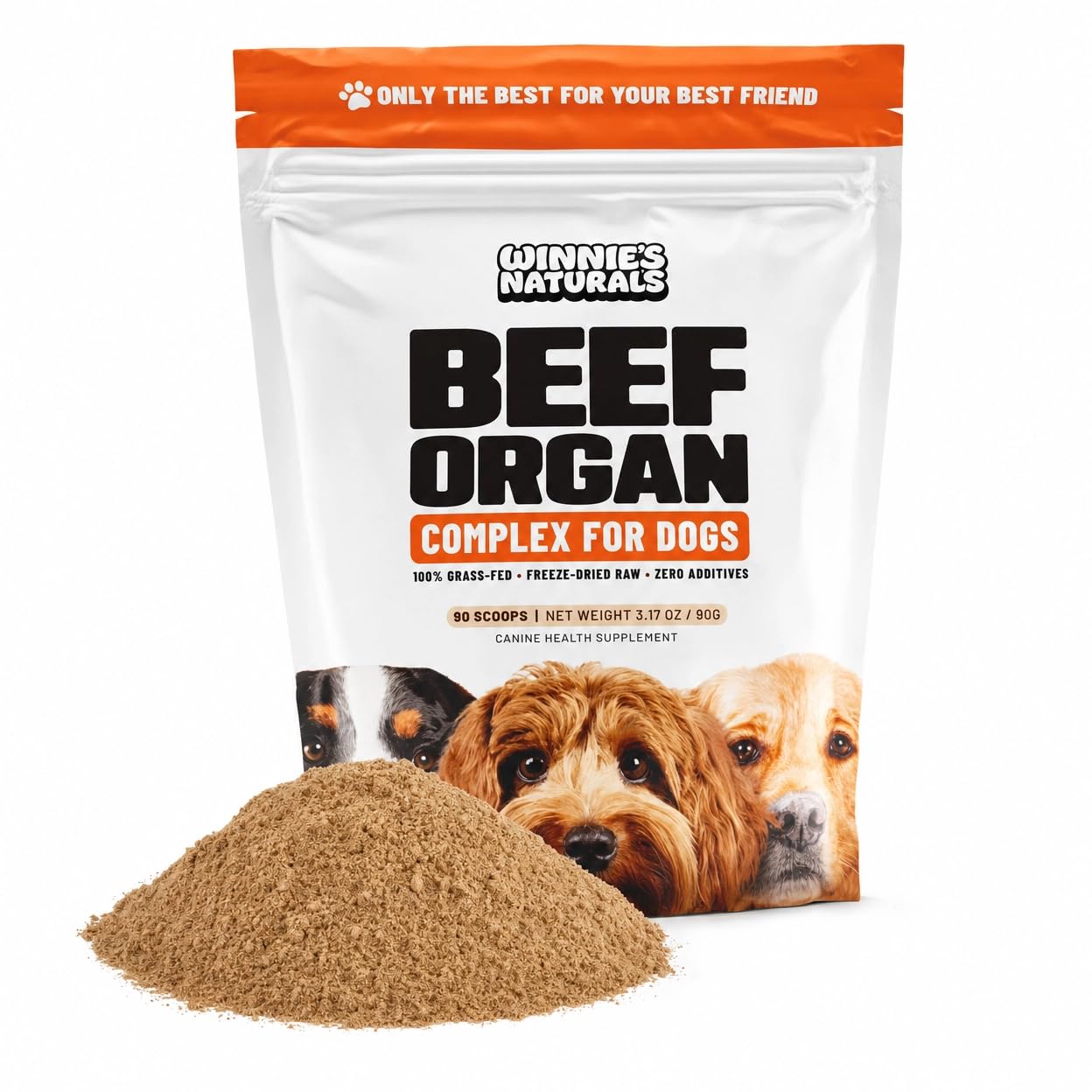 Winnies Naturals Beef Organ Complex Supplement for Dogs, Grass Fed Beef Organs Meal Topper, Dog Multivitamin, Dog Joint Health Supplement Support, Raw