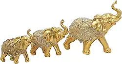 Conjunto de 3 Elefantes Familia Decorativo Resina Indiano Sabedoria Sorte 3 (3 elefantes K)