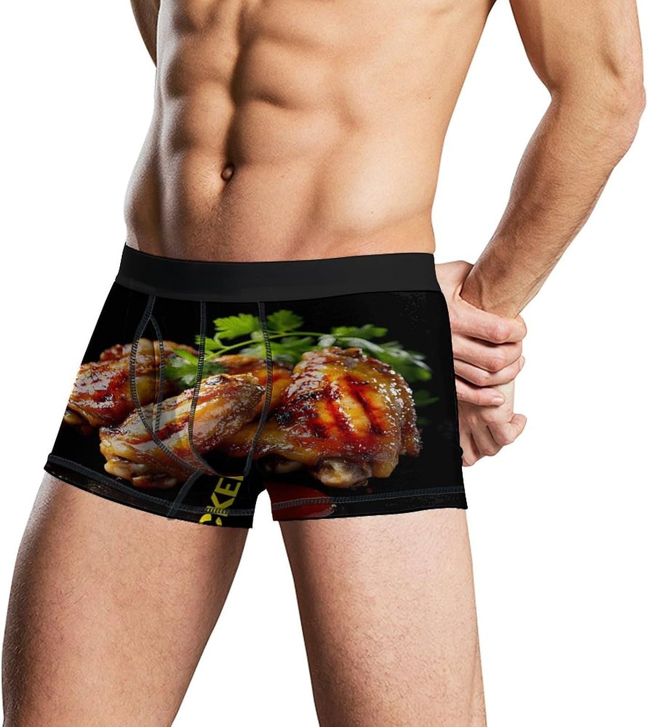 Funny Chicken Wing Mens Underwear Moisture-Wicking Boxer Briefs Breathable Shorts Underpants Trunks