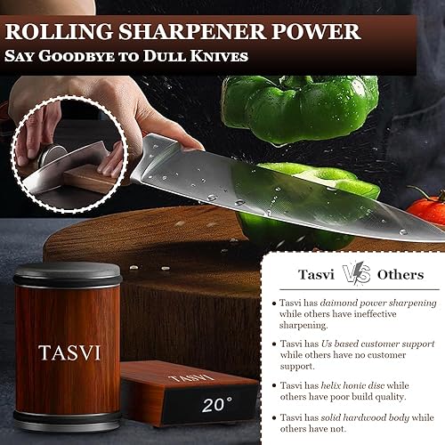 Miniatura 7 de Kit de herramientas de afilador de cuchillos rodantes, afilador de cuchillos rodantes con discos de diamante y cerámica, rodillo afilador de