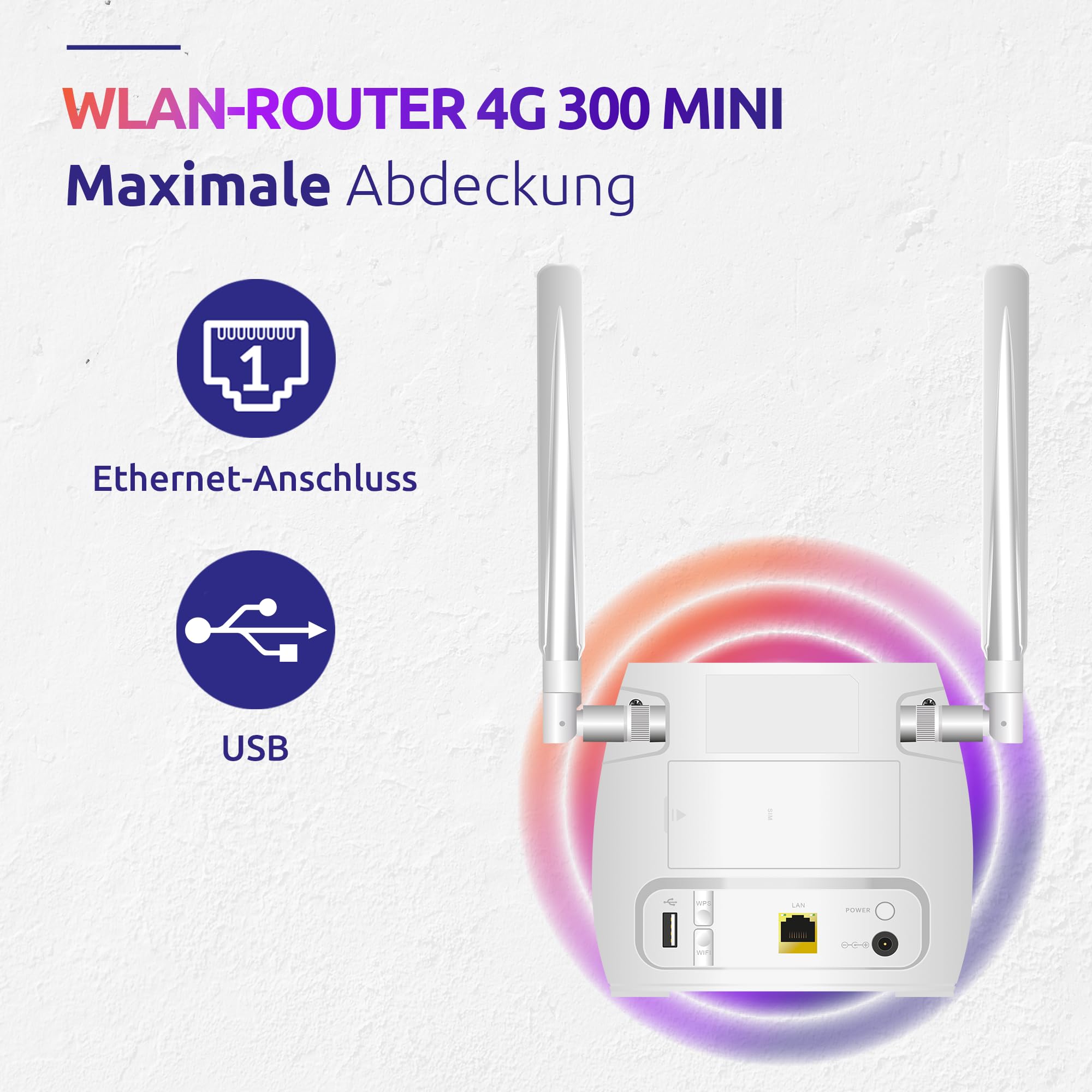 Strong - LTE Router 300M - Mobiler Hotspot - Bis zu 150 Mbps und 300 Mbps WLAN -AN-Anschluss - Für alle SIM-Karten geeignet - Abnehmbare Antennen - Einfache Installation - Dunkelweiß – Bild 4