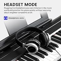 Vista 4 de AODSK - Piano digital de 88 teclas con teclado pesado de tamaño completo, con soporte U portátil y estable, teclado pesado de tamaño completo