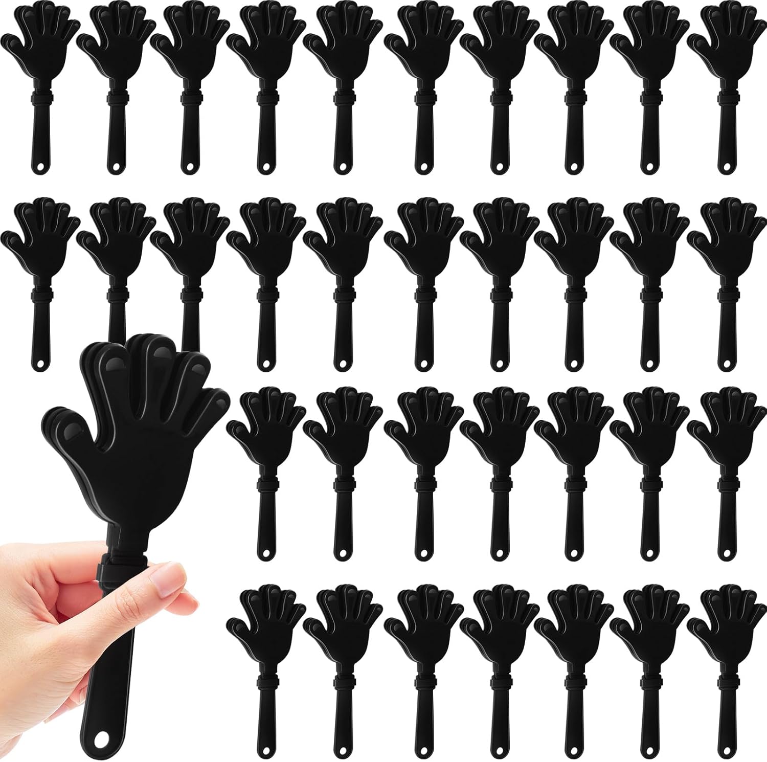 36 Pcs Hand Clappers for Sporting Events Loud Plastic Noisemakers for Football Basketball Baseball Fans(Black)