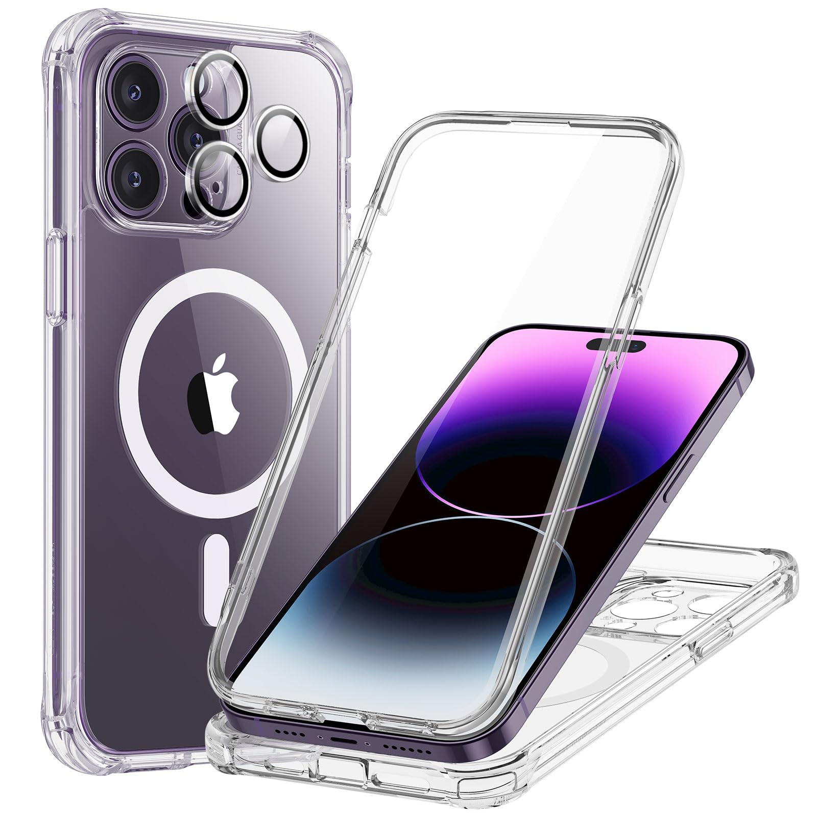 Photo 1 of ESR for iPhone 16 Pro Max Case, Compatible with MagSafe, Full-Body Military-Grade Drop Proof Case with Built-in 9H+ Tempered Glass Screen Protector, Armor Series, Clear