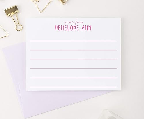 Miniatura 4 de Personalized Lined Stationery for Girls, Personalized stationery for girls, Stationery for kids, Kids thank you notes, Your Choice of Colors and