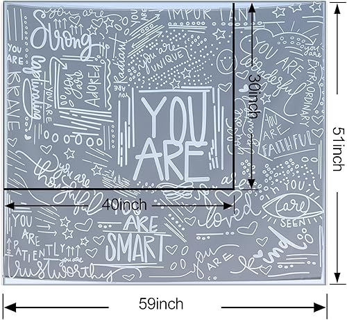 Miniatura 7 de KJHL Quote You Are - Tapiz de pared en blanco y negro, inspirador para aula, tapices para colgar en la pared, afirmaciones motivacionales positivas