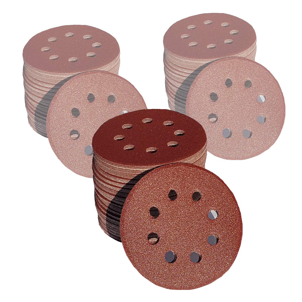25 discos abrasivos de 125 mm de diámetro, con 8 agujeros, grano P40, lijadora excéntrica de Bohrfux.