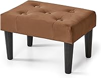 Vista 1 de BRIAN & DANY Taburete otomano pequeño, asiento suave de terciopelo con patas de madera, taburete para sala de estar, entrada, oficina (marrón)