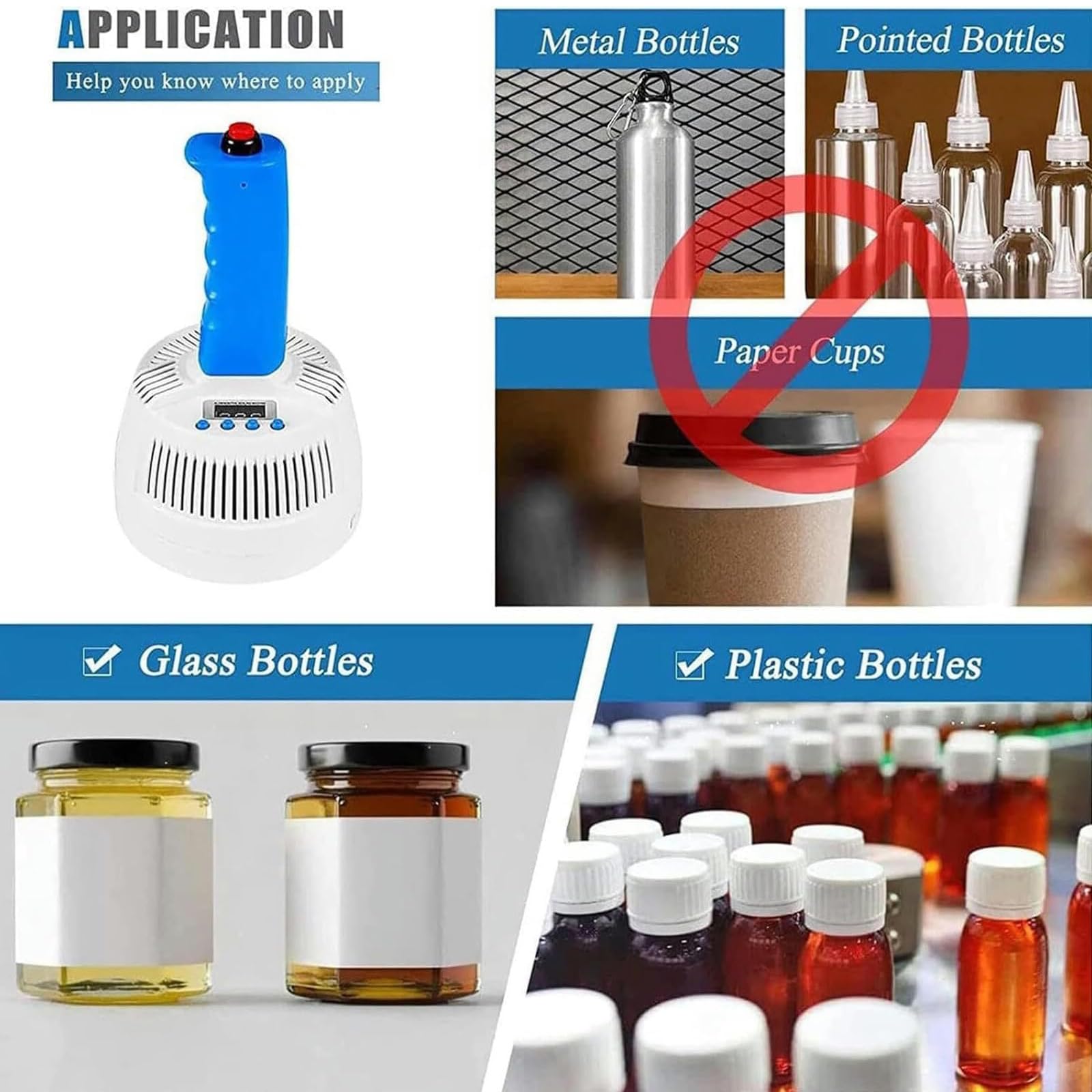 Machine De Scellage par Induction Électromagnétique, Thermoscelleuse Portative pour Bouteilles en Plastique, Puissance Et Durée Réglables, Diamètre De Scellage 20-80/20-130 Mm,2-10cm