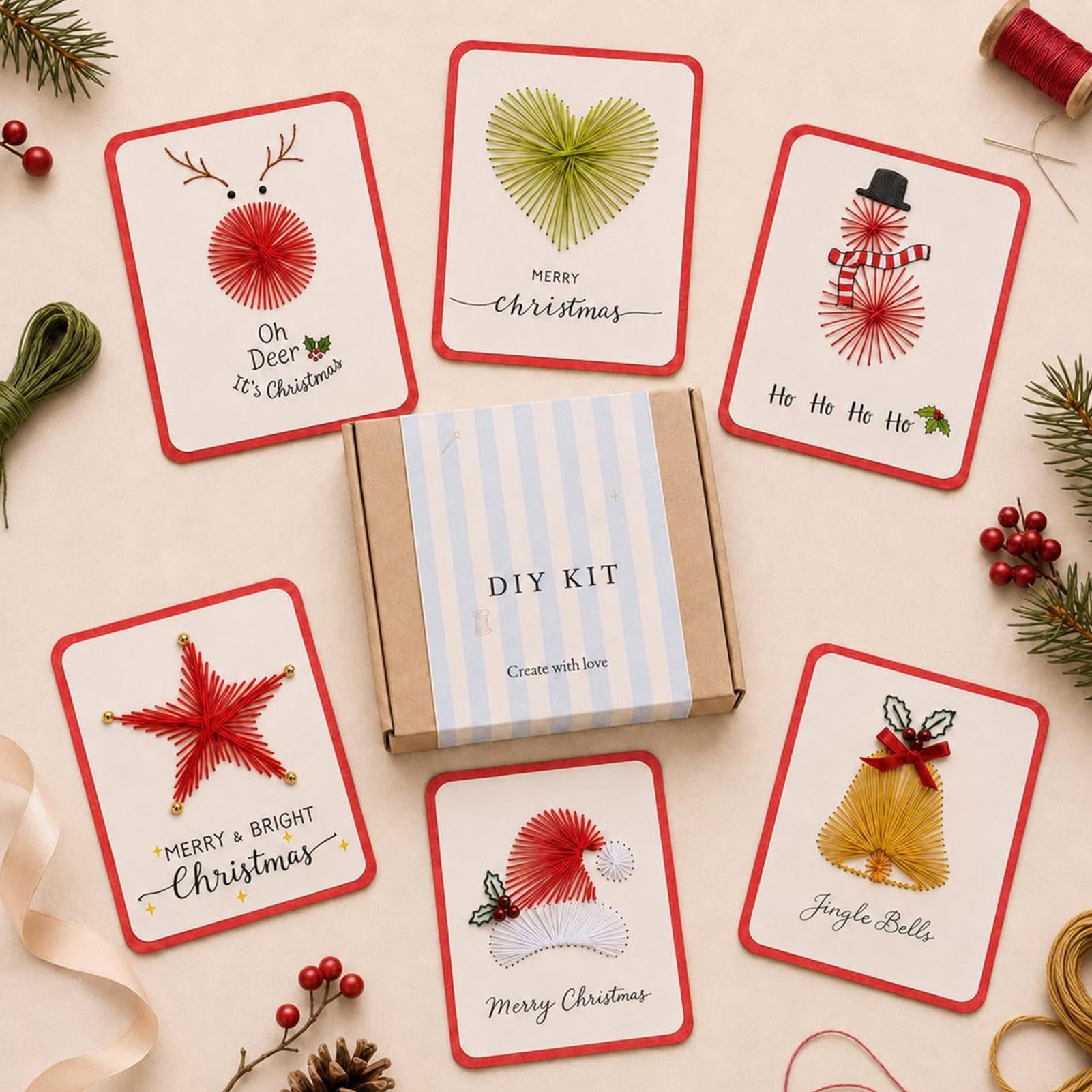 Christmas Embroidery Cards Kit, 6 Design Christmas Cards Making Kits โ image 1