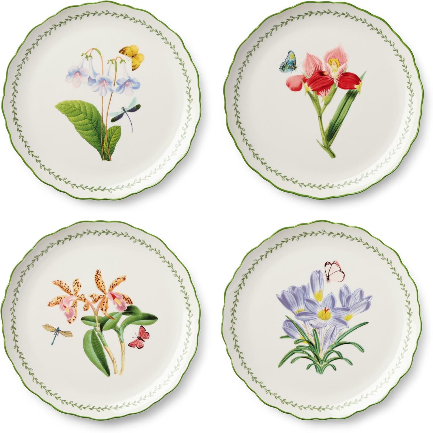 Mirabella Porcelain DINNER PLATES, SET OF 4, elegant lightweight plates with artistic patterns, ideal for everyday meals
