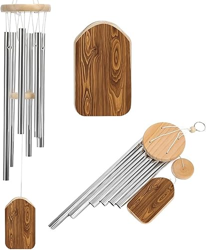 Miniatura 24 de Campanillas de viento de aluminio de 20.5 pulgadas para exteriores, campanillas de viento con estampado de nativos americanos al aire libre con 6