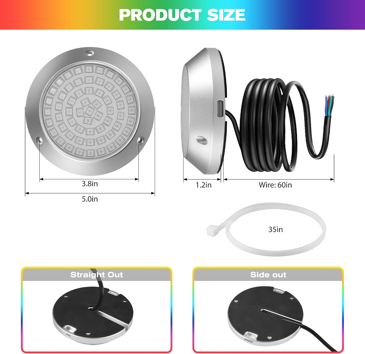 HUSUKU RS12 Underwater Marine LED Light for Boat Dock (2PC, 12000LM)+ LED Controller Kit (R1+S1)