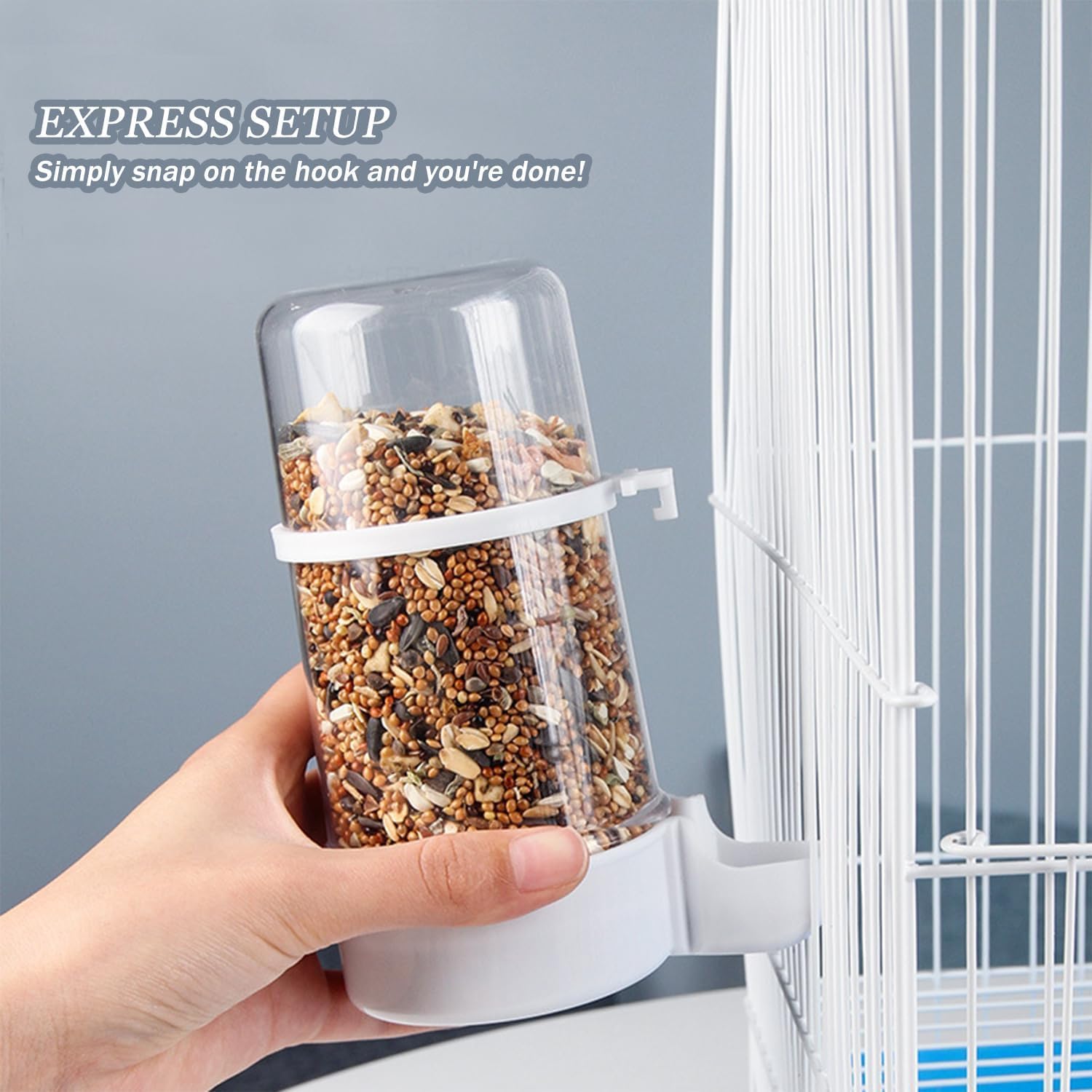 2 Pieces Bird Feeder Water Dispenser, Automatic Bird Feeder and Drinker Set for Cage, No Mess Hanging Parrot Food Bowl, Parakeet Cage Accessories for Hamsters,Pigeons,Parrot (C) image 4