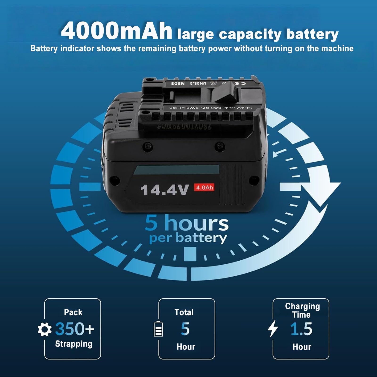 Cercleuse Électrique avec Batterie 4000 Mah, Cercleuse Automatique, Cerclage d'emballage pour PP/Pet 1/2" À 5/8", Cercleuse Électrique Portable avec Écran LCD.